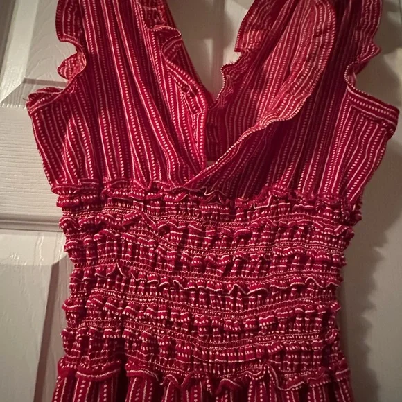 Max Studio Red and White Striped jumpsuit - Picture 4 of 5